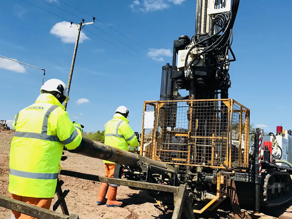 Raerburn drilling & Geotechnical investigating a site in the uk